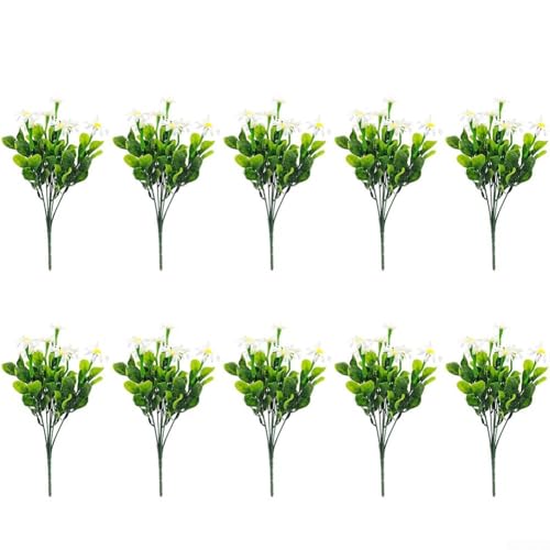 Dekorative Kunstblumen, 10 Stück, Kunststoffblüten für Garten und Innendekoration (weiß) von HavenDomicile