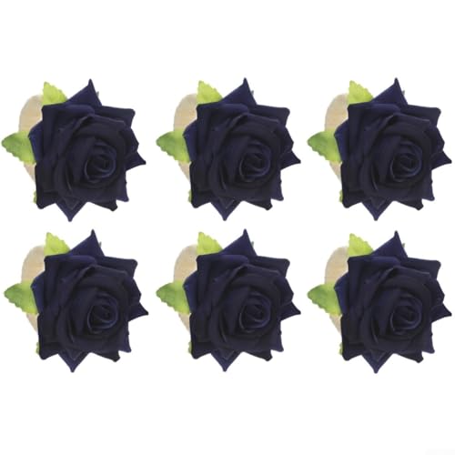 Elegant gestaltete künstliche Blumen Servietten Ring Set von 6 für besondere Anlässe (blau) von HavenDomicile