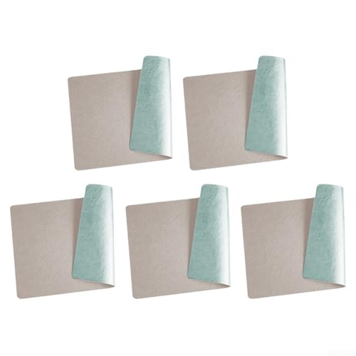 Elegante Leder-Tischsets, 5-teiliges Set, leicht zu reinigen und doppelseitig zu verwenden (hellgrau und blau) von HavenDomicile