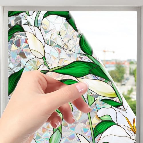 Fensterdekor-Lösung, bunt für statische Regenbogen-Glasfolie für mehr Privatsphäre und Komfort (C) von HavenDomicile