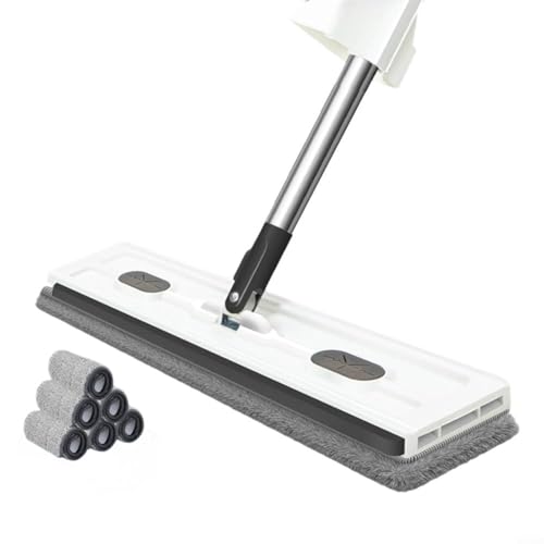 HavenDomicile 360° drehbarer großer, flacher Wischmopp mit verstellbarem Edelstahlgriff für mühelose Reinigung von Fliesen, Hartholz und Fenster (Box mit weiß) von HavenDomicile