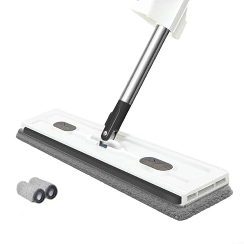 HavenDomicile 360° drehbarer großer, flacher Wischmopp mit verstellbarem langem Edelstahlgriff für mühelose Reinigung von Fliesen, Hartholz und Fenstern (Boxen mit weiß1) von HavenDomicile