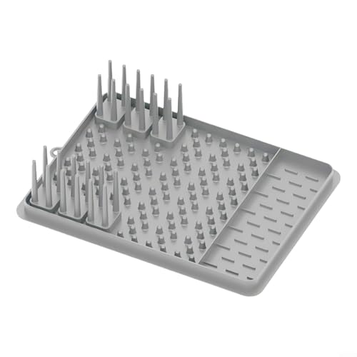 HavenDomicile Abtropfgestell-Matte, mit abnehmbarem Besteckhalter für effizientes Küchengeschirr, faltbares Design, 41,2 x 30 cm (grau) von HavenDomicile