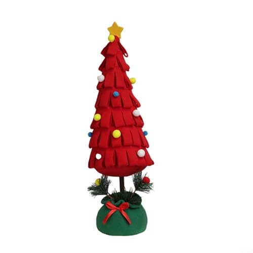 HavenDomicile Desktop Weihnachtsbaum Dekoration Ornamente Rot Grün Festlich Urlaub Dekor 43 cm Polyester DIY Handwerk (rot) von HavenDomicile