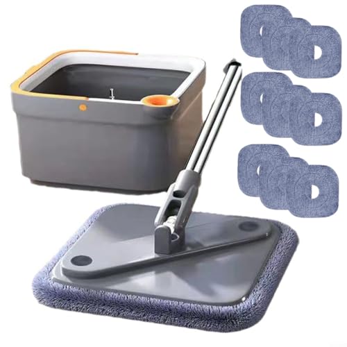 HavenDomicile Drehbarer Wischmopp und Eimer mit selbstwaschenden, separaten Fächern für sauberes und schmutziges Wasser, 360-Grad-Drehkopf für Haushaltsreinigung von HavenDomicile