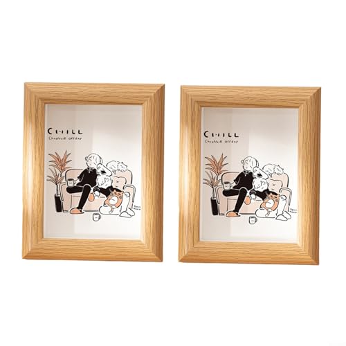 HavenDomicile Holz-Bilderrahmen-Set, 15,2 cm, Desktop-Display, Fotorahmen mit Ständer für Zuhause, Büro, Tischdekoration, natürliche Holz-Farbe-Kollektion (Original-Holzfarbe) von HavenDomicile
