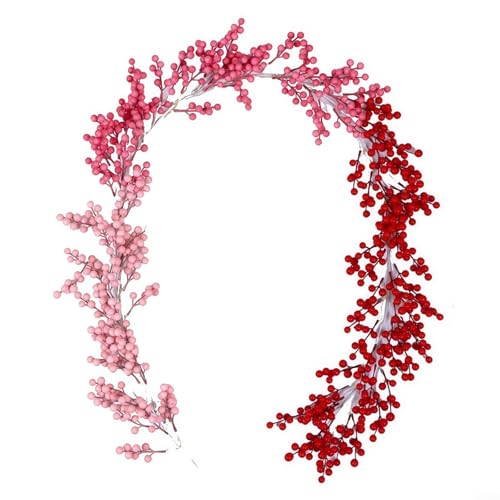 HavenDomicile Künstliche Blumen Beeren Reben 2 m Faux Rot Rosa Beeren Girlande für Hochzeit Jahrestag DIY Zuhause von HavenDomicile