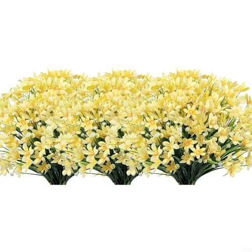 HavenDomicile Künstliche Narzissen, Blumen, 8 Stück, künstliche Kunststoffpflanzen, 35 cm, lebensecht, für Hochzeit, Garten, Zuhause, Büro, Dekoration (gelb) von HavenDomicile