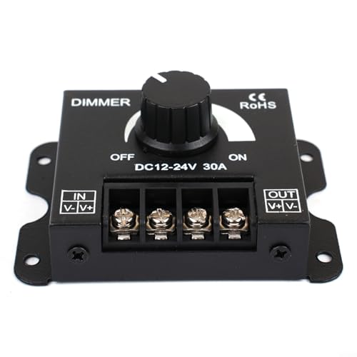 HavenDomicile LED-Dimmer-Controller, 30 A DC 12 V-24 V, Spannungsregler-Modul, Helligkeitseinstellung für einfarbige LED-Lichtleiste 5050 3528 mit Memory-Funktion HavenDomicile LED-Dimmer-Controller, 30 A DC 12 V-24 V, Spannungsregler-Modul, Helligkeitseinstellung für einfarbige LED-Lichtleiste 5050 3528 mit Memory-Funktion von HavenDomicile