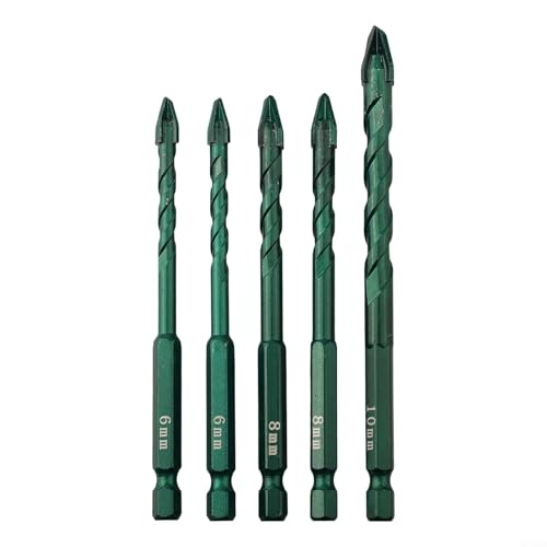 HavenDomicile Multifunktions-Bohrer-Set, Exzenterkopf-Design, 6–10 mm Größen, für Fliesen, Glas, Beton, Metall, Holz, 6,35 mm Sechskantschaft (5 Stück) von HavenDomicile
