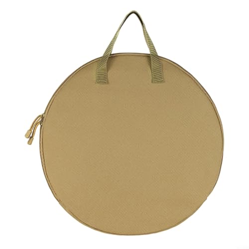 HavenDomicile Outdoor BBQ Grillplatte Aufbewahrungstasche 600D Oxford Camping Bratpfanne Tragetasche mit Seitentaschen für Strand Park Picknick Wandern 35 cm (Khaki rund) von HavenDomicile