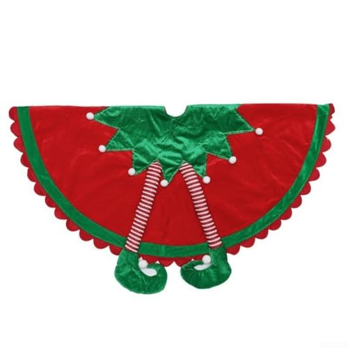 Holiday For Elf Tree Skirt with Striped Legs, Christmas Tree Skirt Made From Soft Polyester to Cover Tree Stand (62CM) von HavenDomicile