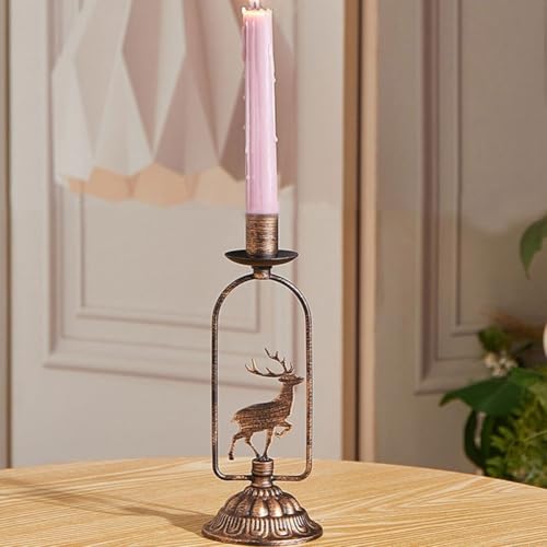 Kerzenhalter aus Eisen, mit festlichem Schneemann, Hirsch und Baum, für saisonale Dekoration, mit Vintage-Bronze-Finish, geeignet für Standard-Kerzen, 3 Stück Kerzenhalter aus Eisen, mit festlichem Schneemann, Hirsch und Baum, für saisonale Dekoration, mit Vintage-Bronze-Finish, geeignet für Standard-Kerzen, 3 Stück von HavenDomicile
