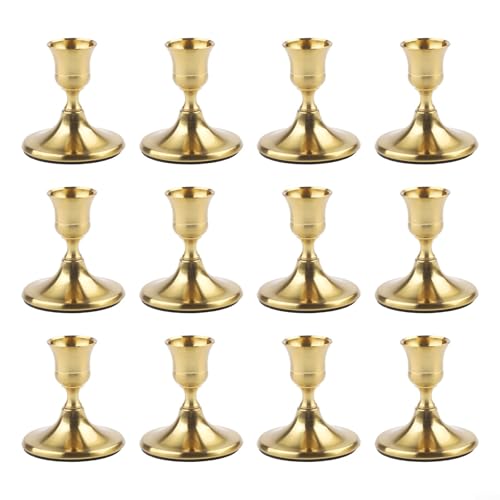 Kerzenhalter im Vintage-Stil, für Zuhause, Set mit 4, 8 oder 12 Stück erhältlich (12 Stück, Chrom) von HavenDomicile