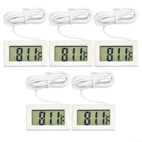 Mini-LCD-Thermometer mit wasserdichtem Design für genaue Ablesungen in Aquarien und Vitrinen, 5 Stück (1 m Weiß) von HavenDomicile