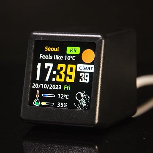 Miniatur-Digitaluhr mit TFT-LCD-Bildschirm, integriert animierte GIFs für ansprechende visuelle Erfahrung zu Hause oder im Büro (schwarz) von HavenDomicile
