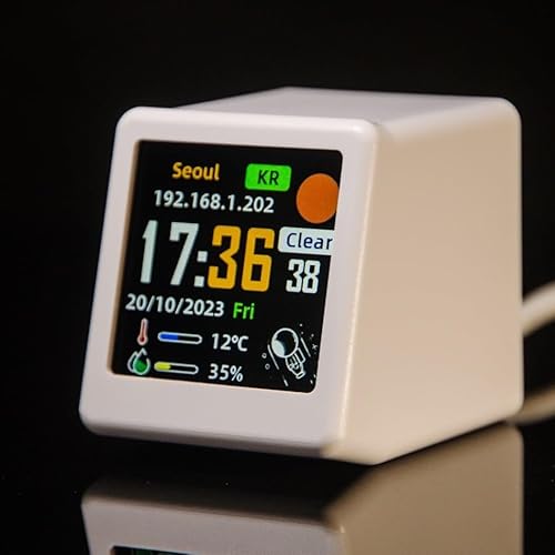 Miniatur-Digitaluhr mit TFT-LCD-Bildschirm, integriert animierte GIFs für ansprechende visuelle Erfahrung zu Hause oder im Büro (weiß) von HavenDomicile