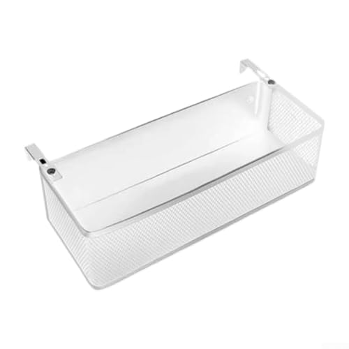 Nachttisch-Organizer aus Metall mit Haken zum Aufhängen für Handys, Bücher, Fernbedienungen und wichtige Dinge, platzsparende Aufbewahrung für Bettgitter und Schränke (weiß) von HavenDomicile