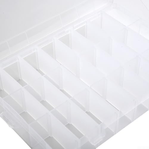 Organisieren Sie Schrauben und kleine Gegenstände mit 24 Fächern, Kunststoff-Aufbewahrungsbox, abschließbar, leicht und transparent für einfachen Zugriff von HavenDomicile