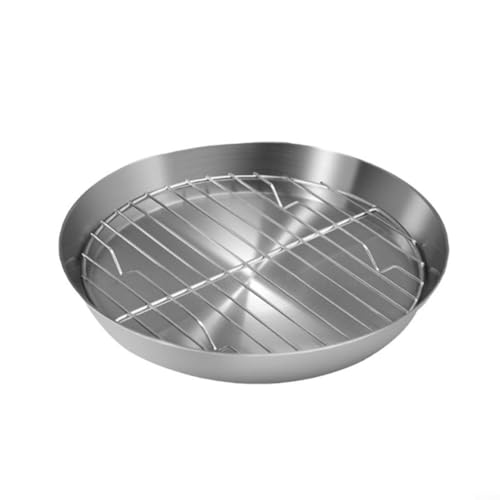 Runder Bräter aus Edelstahl mit Kühlgitter für Truthahn, Kuchen und Grill, entworfen für gleichmäßiges Kochen und schnelle Reinigung (20 cm) von HavenDomicile