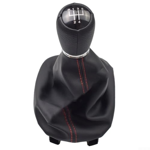 Schaltknauf für Schaltgetriebe 1M1 2002 2006, stilvolle ABS- und Lederkombination mit einfacher Installation (5-Gang-rote Linie) von HavenDomicile
