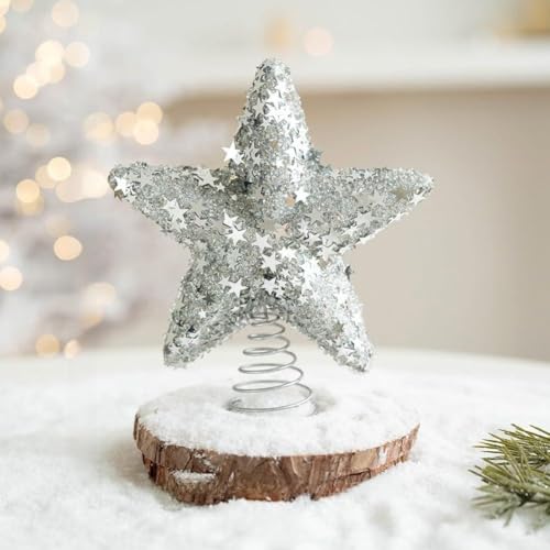 Schillernder dekorativer Stern, passend für die meisten Bäume, perfekt für eine fröhliche Atmosphäre (Silber) von HavenDomicile