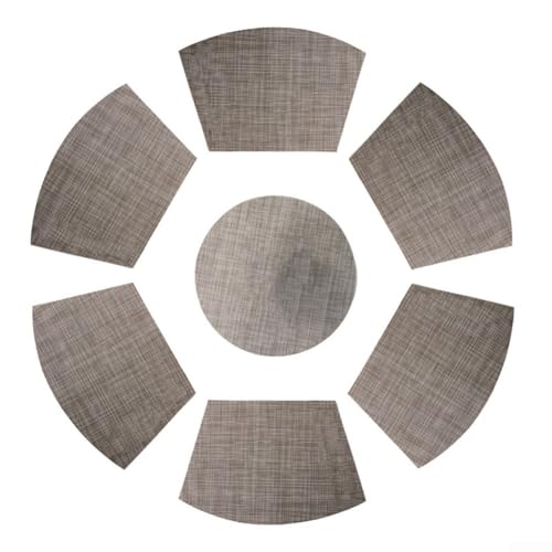 Set mit 7 PVC-Keil-Tischsets für Küchentisch mit einzigartigem Design und Isolierung (Khaki) von HavenDomicile