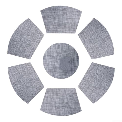 Set mit 7 PVC-Keil-Tischsets für Küchentisch mit einzigartigem Design und Isolierung (grau) von HavenDomicile