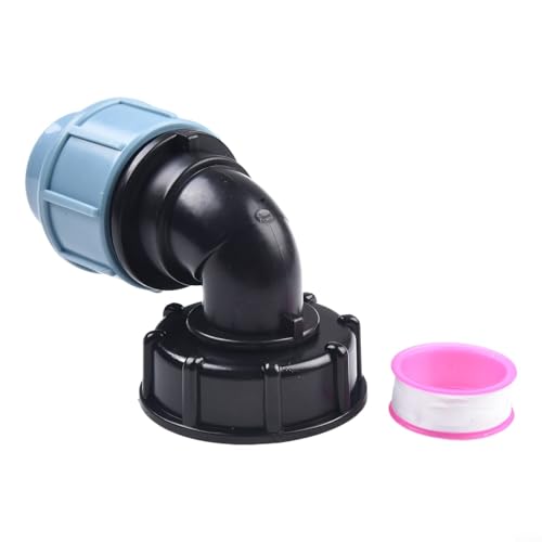 Wasserverteiler IBC Adapter mit Winkelauslass für Gartenschlauchsysteme (Winkelauslass 32mm) von HavenDomicile