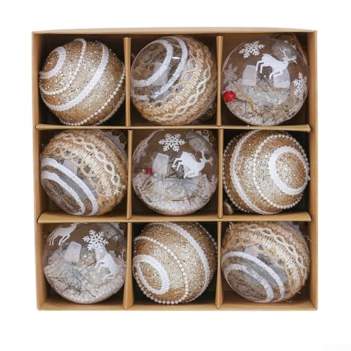 Weihnachtskugel-Ornamente, 9 Stück, Kunststoff, hängende Dekorationen für Weihnachtsbaum, saisonale Anzeige (R2-25 Stil 1) von HavenDomicile