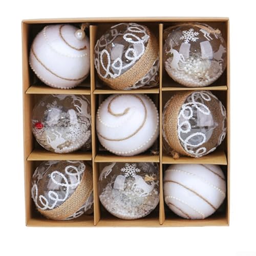 Weihnachtskugel-Ornamente, 9 Stück, Kunststoff, hängende Dekorationen für Weihnachtsbaum, saisonale Anzeige (R2-28 Stil 4) von HavenDomicile