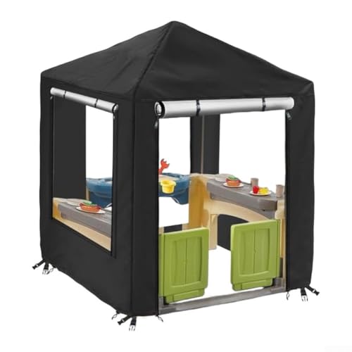Wetterbeständig für Outdoor-Spielhaus-Abdeckung für Kinder, hergestellt aus wasserdichtem Oxford-Material, mit zwei Front-Reißverschlüssen, elastischem Saum und Schnappverschlüssen (schwarz) von HavenDomicile