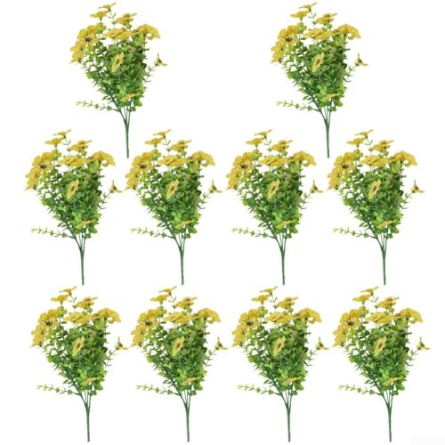 Zeitloses Design mit 10 künstlichen Blumen, perfekter Akzent für Terrassen, Fensterbänke oder Veranstaltungen (gelb) von HavenDomicile