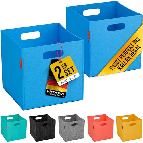 HAVENHAUS Filzkorb Aufbewahrung 2er Set blau | Boxen Aufbewahrung Filz | Faltbox geeignet für Aufbewahrung im ganzen Haus | Aufbewahrungsbox Filz 30x30x30cm Kallax Boxen | 4mm extra stabil HAVENHAUS Filzkorb Aufbewahrung 2er Set blau | Boxen Aufbewahrung Filz | Faltbox geeignet für Aufbewahrung im ganzen Haus | Aufbewahrungsbox Filz 30x30x30cm Kallax Boxen | 4mm extra stabil von Havenhaus