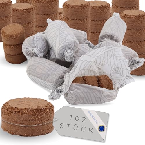 Anzuchterde 102 Stück Made in EU 50-75cc | Kokos Quelltabletten aus Kokos Schale versetzt mit wichtigen Nährstoffen | Kokos Quelltabletten | Anzuchterde für Samen | Quelltabletten Anzucht Anzucht Erde von Havenhaus
