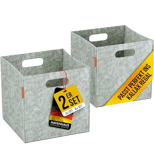 Havenhaus Filzkorb Aufbewahrung 2er Set Silber-Grau | 2 Boxen Aufbewahrung Filz | Kallax Korb geeignet für Aufbewahrung im ganzen Haus | Aufbewahrungsbox Filz 30x30x30cm Kallax Boxen extra stabil Havenhaus Filzkorb Aufbewahrung 2er Set Silber-Grau | 2 Boxen Aufbewahrung Filz | Kallax Korb geeignet für Aufbewahrung im ganzen Haus | Aufbewahrungsbox Filz 30x30x30cm Kallax Boxen extra stabil von Havenhaus