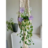 Perlen Blumenampel Makramee Korb Mit Kristall Blumen von HavenintheSky