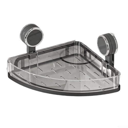 Badezimmer-Aufbewahrungsregal, kein Bohren, transparenter Wand-Caddy mit Saugnapf für Duschecke mit starker Saugkraft und platzsparendem Design (grau) von HavenlyCove