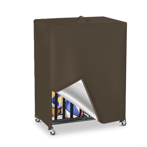 Basketball-Regal-Abdeckung, wasserdicht, mit atmungsaktivem Design und einfachem Reißverschluss, aus 210D-Oxford-Tuch für Outdoor-Sportgeräte (Kaffeefarbe) von HavenlyCove
