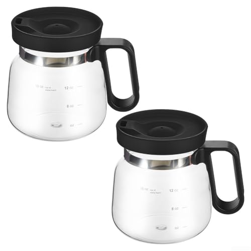 Glas-Kaffeetasse, 473 ml, hitzebeständig, mit Reisedeckel und Strohhalm, große Kapazität, Kaffeetasse mit kühlbleibenden Griffen, eleganter Charme (2) von HavenlyCove