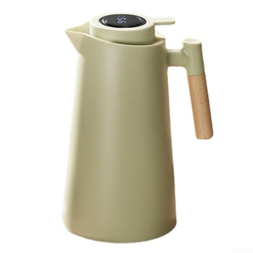 Isolierte Karaffe, doppelwandig, Vakuum mit 1 l Fassungsvermögen, 24 Stunden Warm-/Kältehaltung, PP-Deckel und lebensmittelechtes Glas innen für Zuhause und Restaurant (grün) von HavenlyCove