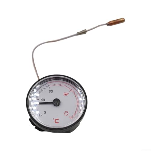 Kaffeemaschinenthermometer 55 mm, 0-80 °C/-1.1-82.2 °C Kapillarthermometer für Espressomaschinen, schnelle Reaktion 0,5 s, Echtzeit-Wassertemperatur-Monitor, schwarzes Ersatzteil (C) von HavenlyCove