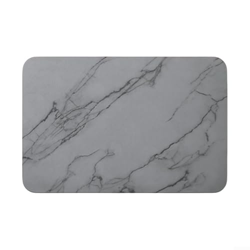 Rutschfeste Badematte, Kieselgur-Stein, PU-Material 60 x 40 cm, schnell trocknend, saugfähig, Badezimmer-Bodenmatte, rutschfeste Gummiunterseite, Duschmatte (grau) von HavenlyCove