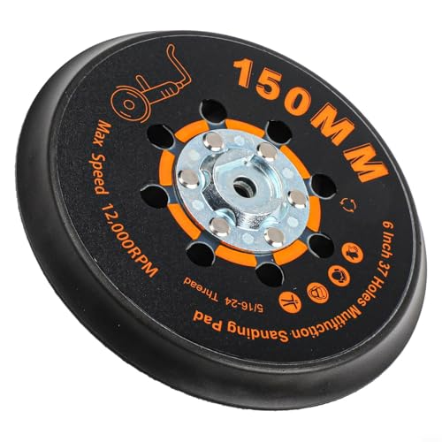 Schleifunterlage 150 mm mit 37 Löchern für Schwingschleifer, max. Geschwindigkeit 12000 U/min, 5/16-24 Gewinde Polier- und Schleifscheibe von HavenlyCove
