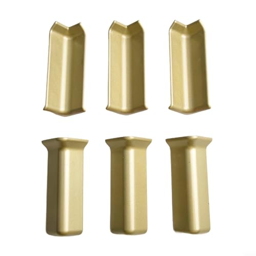 Sockelleisten-Eckblöcke für 10 cm Höhe, Sockelleisten-Wandsockelverkleidung, 3 Innen- und 3 Außenecken, selbstklebendes ABS-Material, kompatibel mit Sockelleisten (L Champagner-Gold) von HavenlyCove