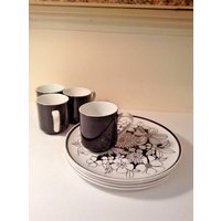 Cera Stein Snack Sets Service Von 4 Japan Strauß Schwarz Weiß Jonas Roberts Tasse Und Teller Set Cera Stein Snack Sets Service Von 4 Japan Strauß Schwarz Weiß Jonas Roberts Tasse Und Teller Set von Haventhisandthat