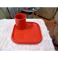 Harte Kunststoff Melamin Gebrannte Orange Snack Set 5 Teller Und Tassen von Haventhisandthat