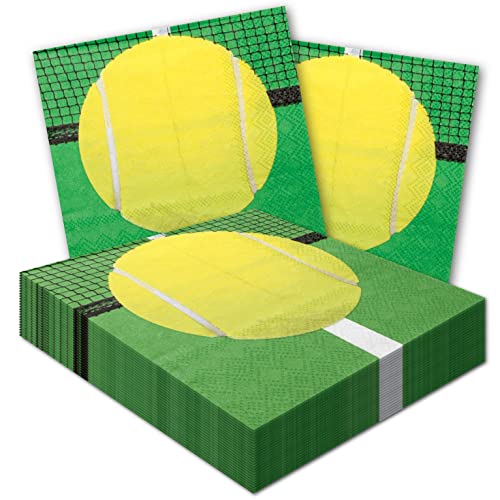 Havercamp 48 Stück Tennis-Cocktail-Servietten in authentischer, hochauflösender Tennisball-Action Maße: 12,7 x 12,7 cm gefaltet Teil der Tennis-Party-Kollektion von Havercamp