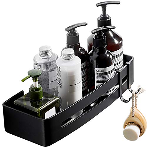 Shower Shelf No Drilling Shower Shelf Bathroom Shower Caddy Shower Basket for Bathroom, Rustproof Aluminium with 2 Hooks, Black, 32 x 13 cm von Havon