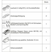 Junior 100/Z Beschlagset Holz ohne Laufschiene - Hawa Junior 100/Z Beschlagset Holz ohne Laufschiene - Hawa von Hawa